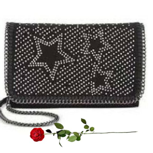 INC International Concepts Handbags - INC WOMEN KADI BLACK LEATHER STUDDED CROSSBODY BAG